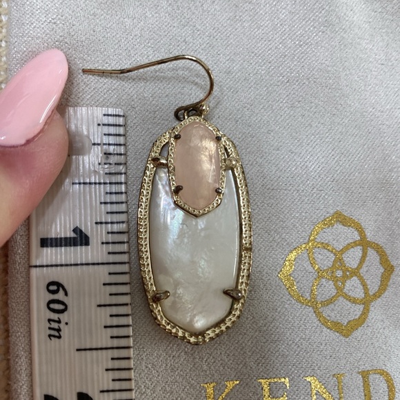Kendra Scott Mother of Pearl/Rose Quartz Emmy Earrings - Picture 9 of 11